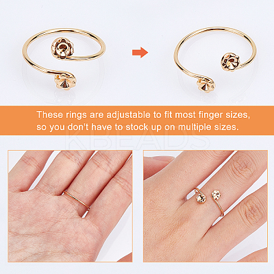 40Pcs 2 Colors Brass Finger Ring Rhinestone Settings KK-AR0002-12-1
