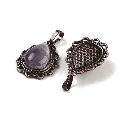 Natural Amethyst Teardrop Pendants G-K363-01R-05-1