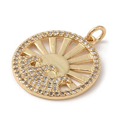 Rack Plating Brass Micro Pave Cubic Zirconia Pendants KK-A190-12G-1