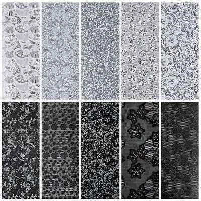 10 Rolls PET Lace Flower Nail Foils Floral Transfer Paper STIC-WH20010-16B-1
