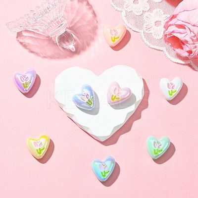 8Pcs 8 Colors UV Platings Acrylic Beads MACR-YW0004-29-1