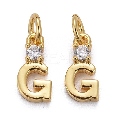 Brass Micro Pave Clear Cubic Zirconia Pendants ZIRC-Z011-35G-1