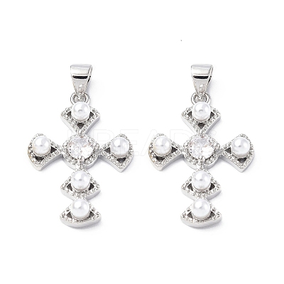 Eco-Friendly Brass Micro Pave Cubic Zirconia Pendants KK-F845-42P-1