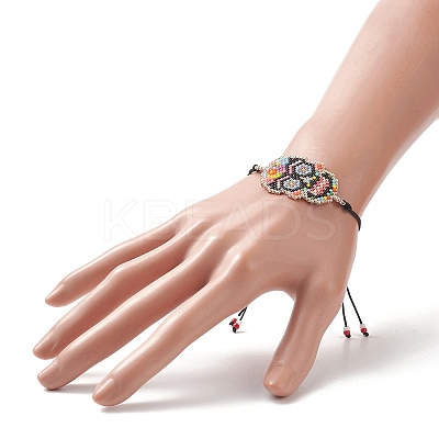 Handmade Japanese Seed Skull Link Bracelet BJEW-MZ00021-01-1