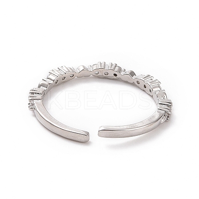 Clear Cubic Zirconia Heart Open Cuff Ring RJEW-H127-35P-1