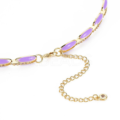 Brass Micro Pave Cubic Zirconia Link Tennis Necklaces for Women NJEW-T013-01G-06-1