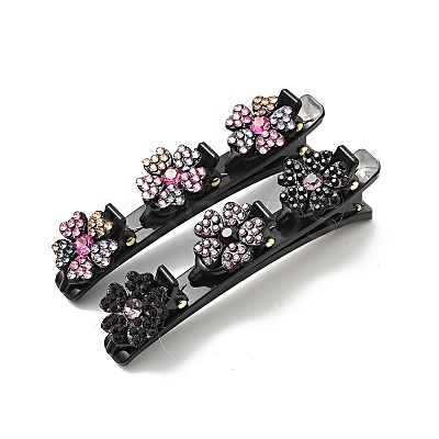 Fashion Double Layer Resin Rhinestone Alligator Hair Clips Sets PHAR-P005-25-1