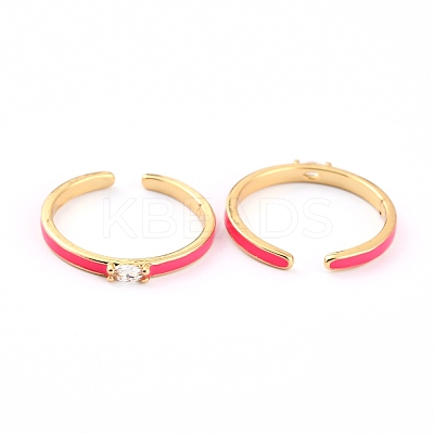 Brass Micro Pave Clear Cubic Zirconia Cuff Rings RJEW-H543-10G-1
