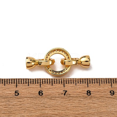 Ring Brass Micro Pave Clear Cubic Zirconia Fold Over Clasps KK-Z121-22G-01-1