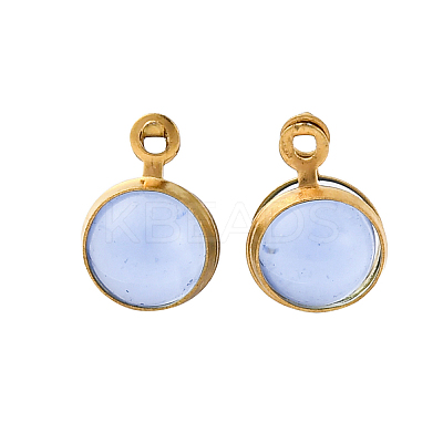 304 Stainless Steel Wrapped Dyed Natural Quartz Round Charms STAS-H235-01G-01-1