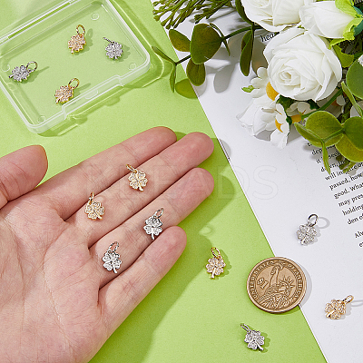 12Pcs 2 Colors Brass Micro Pave Cubic Zirconia Pendants KK-HS0001-84-1