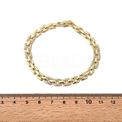 Brass Micro Pave Clear Cubic Zirconia Panther Chain Bracelets for Women BJEW-H630-04G-1