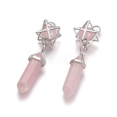 Natural Rose Quartz Pendants G-L512-M05-1