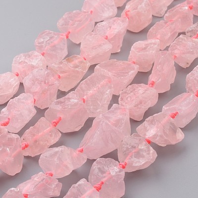 Natural Raw Rose Quartz Beads Strands G-D833-20-1