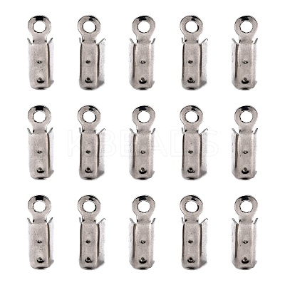 Tarnish Resistant 201 Stainless Steel Fold Over Crimp Cord Ends X-STAS-R055-08-1
