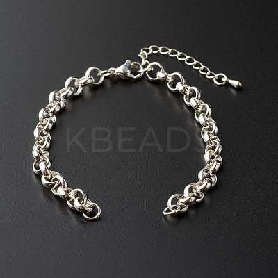 304 Stainless Steel Rolo Chain Bracelet AJEW-JB01012-1
