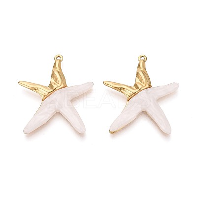304 Stainless Steel and Resin Pendants STAS-T068-95G-1