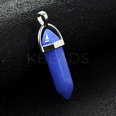 Bullet Imitation Jade Glass Pointed Pendants G-F295-01D-1