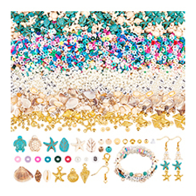 DIY Natural Shell & Synthetic Turquoise Dangle Earring Making Kits DIY-PH0023-57-1