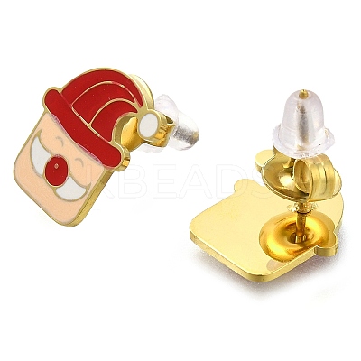 Ion Plating(IP) 304 Stainless Steel Enamel Stud Earrings EJEW-I316-04G-07-1