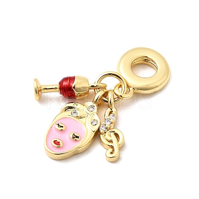 Brass Micro Pave Clear Cubic Zirconia European Dangle Charms KK-F904-15G-1