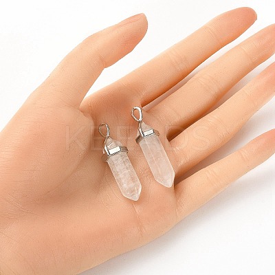 2Pcs Natural Quartz Crystal Double Terminated Pointed Pendants G-YW0002-05F-1