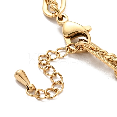 Cross and Round Ball Charm Multi-strand Bracelet BJEW-G639-25G-1