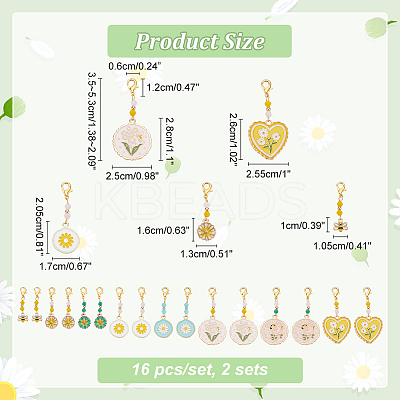 Flower & Bee Pendant Stitch Markers HJEW-AB00355-1