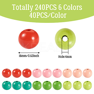 240Pcs 6 Colors Natural Wooden Beads WOOD-TA0002-74E-1