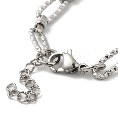 Non-Tarnish 304 Stainless Steel Faceted Oval Link Chain Bracelet BJEW-K226-13P-1