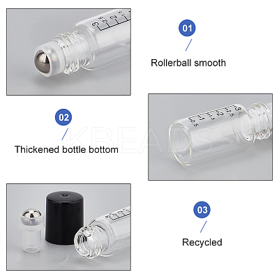 24Pcs Transparent Glass Roller Ball Bottles MRMJ-BC0003-36-1