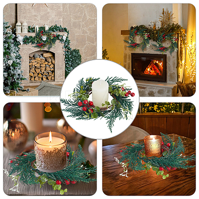 PP Plastic and Foam and Wire Christmas Wreath AJEW-WH20060-21-1