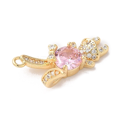 Brass Pave Cubic Zirconia with Glass Pendants KK-G465-06G-1