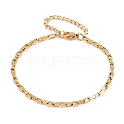 201 Stainless Steel Rectangle Link Chain Bracelets for Women BJEW-G767-01C-G-1