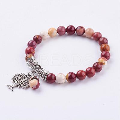 Natural Mookaite Stretch Bracelets BJEW-F262-A08-1