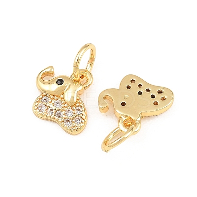 Brass Micro Pave Clear Cubic Zirconia Charms KK-H292-56C-G-1