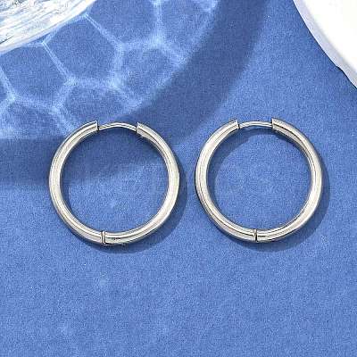 Tarnish Resistant 304 Stainless Steel Huggie Hoop Earrings EJEW-F111B-23mm-P-1