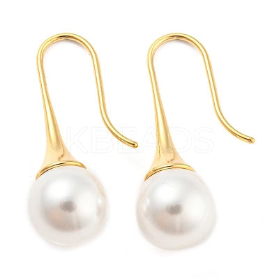 Plastic Pearl Teardrop Dangle Earrings EJEW-C067-23A-G-1