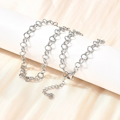 5MM 304 Stainless Steel Rhombus Link Chain Necklaces for Women Men NJEW-A054-02P-1