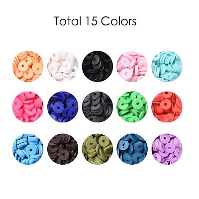 150G 15 Colors Handmade Polymer Clay Beads CLAY-JP0001-13-8mm-1