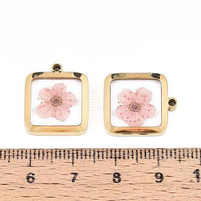 304 Stainless Steel Epoxy Resin Pendants STAS-T072-36-1
