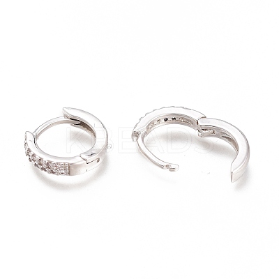Brass Micro Pave Clear Cubic Zirconia Huggie Hoop Earrings ZIRC-H102-07P-1