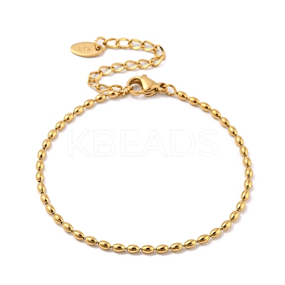 201 Stainless Steel Rugby Beaded Chain Bracelets BJEW-G696-01A-G-1