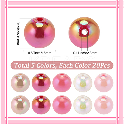 100Pcs 5 Colors Valentine's Day Theme Opaque Acrylic Beads MACR-SP0001-61-1