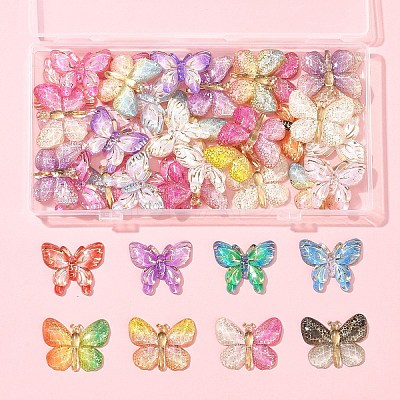 40Pcs 2 Styles Printed Translucent Acrylic  Pendants MACR-FS0002-04-1