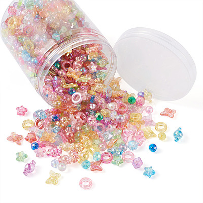 800Pcs 8 Style Transparent Acrylic Beads TACR-FW0001-05-1