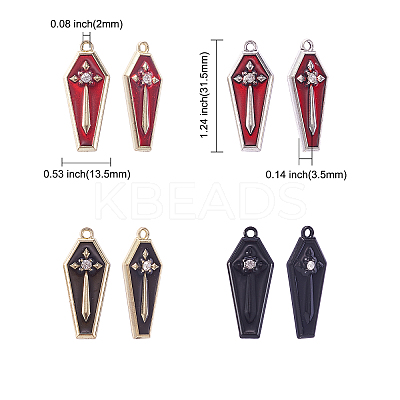 20Pcs 4 Colors Zinc Alloy Enamel Pendants ENAM-CJ0001-107-1