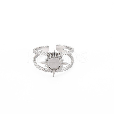 201 Stainless Steel Open Cuff Finger Ring Enamel Settings STAS-S119-159B-P-1