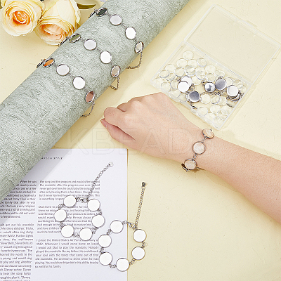 8Pcs Round 304 Stainless Steel Cabochon Setting Bracelets BJEW-AB00019-1