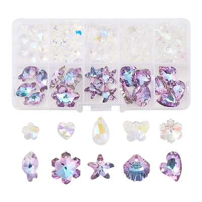 70Pcs 10 Style Electroplate Glass Pendants GLAA-FS0001-57-1